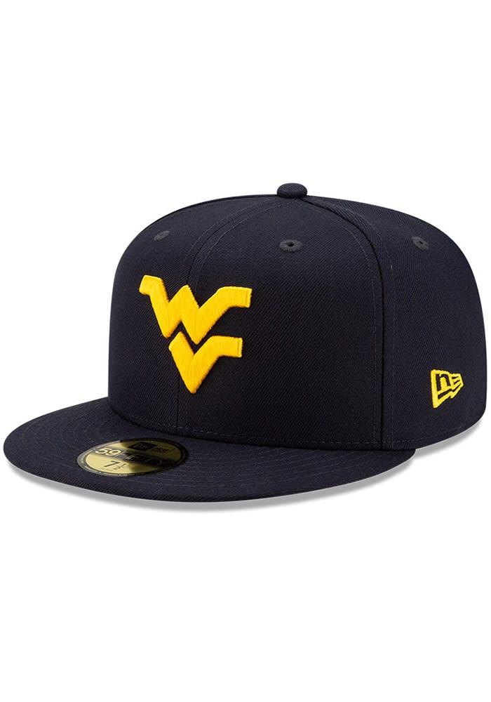 Men's New Era White/Navy West Virginia Mountaineers Basic Low Profile 59FIFTY Fitted Hat