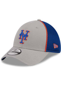 New Era New York Mets Mens Grey Pipe Neo 39THIRTY Flex Hat