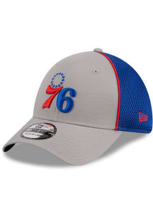 New Era Philadelphia 76ers Mens Grey Pipe Neo 39THIRTY Flex Hat