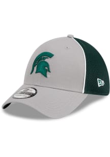 New Era Michigan State Spartans Mens Grey Pipe Neo 39THIRTY Flex Hat