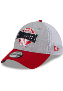 New Era Nebraska Cornhuskers Mens Grey Heather 3T 39THIRTY Flex Hat