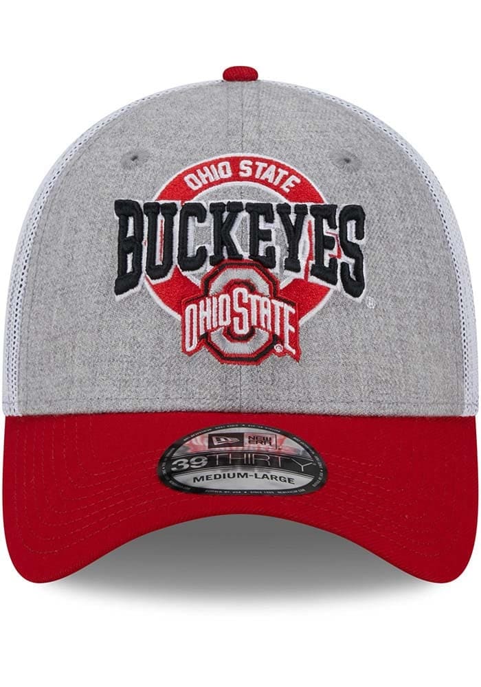 New Era Ohio State Buckeyes Mens Grey Heather 3T 39THIRTY Flex Hat