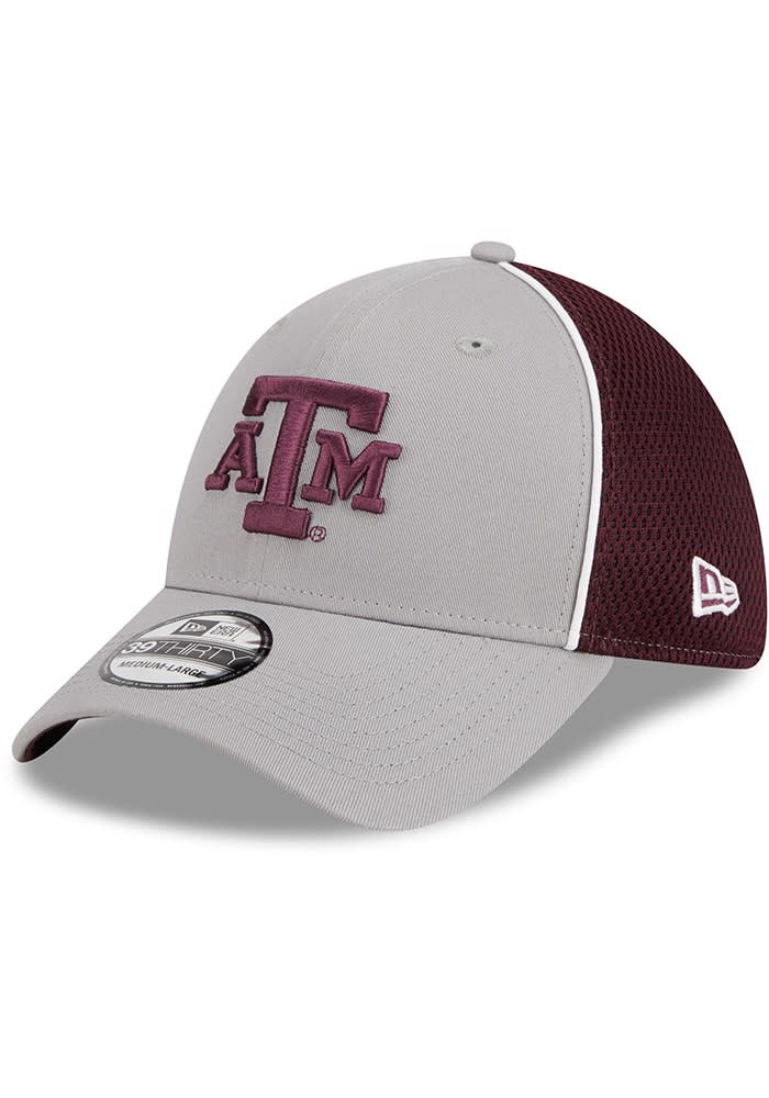 Texas A&M Aggies Mens Pipe Neo 39THIRTY GREY New Era Flex Hat