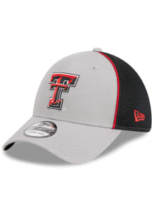 New Era Texas Tech Red Raiders Mens Grey Pipe Neo 39THIRTY Flex Hat