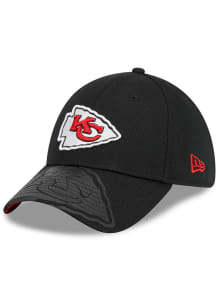 New Era Kansas City Chiefs Mens Black Top Visor 39THIRTY Flex Hat
