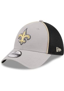 New Era New Orleans Saints Mens Grey Pipe Neo 39THIRTY Flex Hat