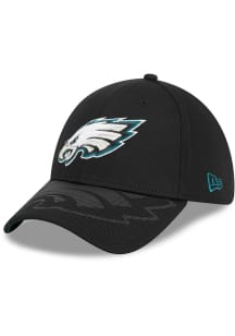 New Era Philadelphia Eagles Mens Black Top Visor 39THIRTY Flex Hat