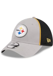 New Era Pittsburgh Steelers Mens Grey Pipe Neo 39THIRTY Flex Hat