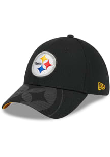 New Era Pittsburgh Steelers Mens Black Top Visor 39THIRTY Flex Hat