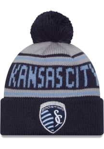 New Era Sporting Kansas City Grey Evergreen Wordmark JR Pom Youth Knit Hat