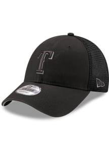 New Era Texas Rangers 2T Tonal Trucker 9FORTY Adjustable Hat - Black
