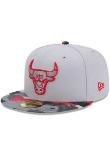 New Era Chicago Bulls Grey Active Training Camo Visor JR 59FIFTY Youth Fitted Hat