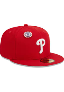 New Era Philadelphia Phillies Mens Red Pin 59FIFTY Fitted Hat