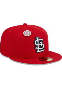 New Era St Louis Cardinals Mens Red Pin 59FIFTY Fitted Hat