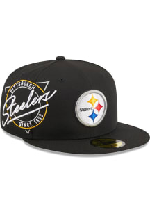 New Era Pittsburgh Steelers Mens Black Neon 59FIFTY Fitted Hat