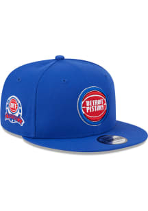 New Era Detroit Pistons Blue 2 Patch 9FIFTY Mens Snapback Hat