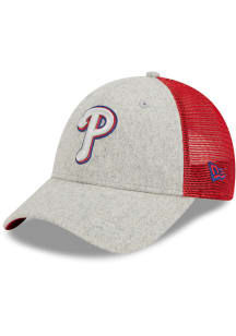 New Era Philadelphia Phillies Gray Pop Trucker 9FORTY Adjustable Hat - Grey