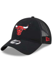 New Era Chicago Bulls Distinct Trucker 9TWENTY Adjustable Hat - Black