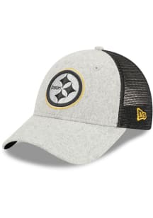 New Era Pittsburgh Steelers Gray Pop Trucker 9FORTY Adjustable Hat - Grey