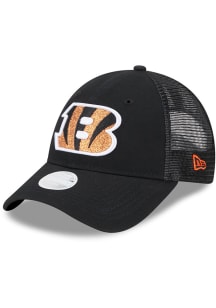 New Era Cincinnati Bengals Black Logo Sparkle 9FORTY Womens Adjustable Hat
