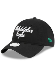 New Era Philadelphia Eagles Black Retro Script 9TWENTY Womens Adjustable Hat