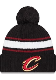 New Era Cleveland Cavaliers Black Fold Cuff Pom Mens Knit Hat