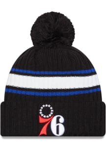 New Era Philadelphia 76ers Black Fold Cuff Pom Mens Knit Hat