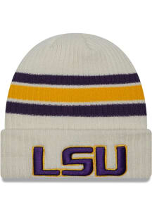 New Era LSU Tigers White Vintage Cuff Mens Knit Hat