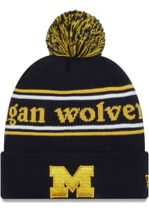New Era Michigan Wolverines Navy Blue Marquee Knit Mens Knit Hat
