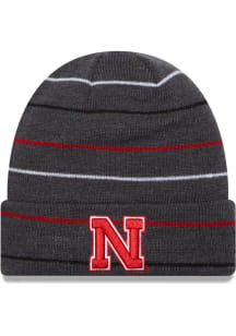 New Era Nebraska Cornhuskers Black Rowed Cuff Mens Knit Hat