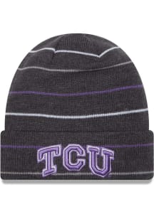 New Era TCU Horned Frogs White Rowed Cuff Mens Knit Hat