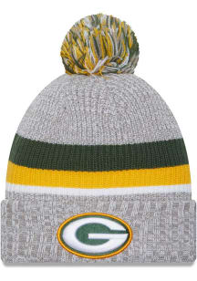 New Era Green Bay Packers Gold Heather Cuff Pom Mens Knit Hat