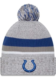 New Era Indianapolis Colts White Heather Cuff Pom Mens Knit Hat