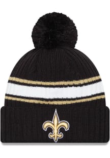 New Era New Orleans Saints Black Fold Cuff Pom Mens Knit Hat