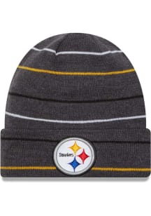New Era Pittsburgh Steelers Black Rowed Cuff Mens Knit Hat