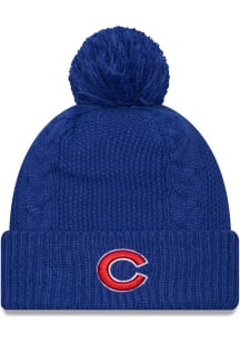 New Era Chicago Cubs Blue Cabled Cuff Pom Womens Knit Hat