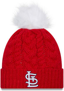 New Era St Louis Cardinals Red Pom Cuff Womens Knit Hat