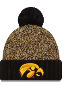 New Era Iowa Hawkeyes Black Team Marl Cuff Pom Womens Knit Hat