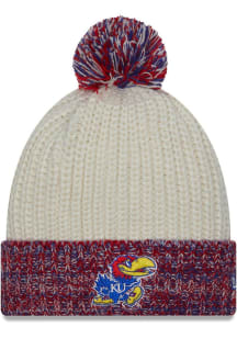 New Era Kansas Jayhawks White Fresh Cuff Pom Womens Knit Hat