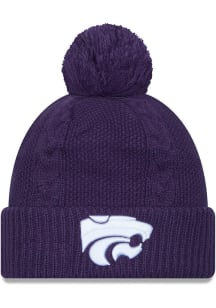New Era K-State Wildcats Purple Cabled Cuff Pom Womens Knit Hat