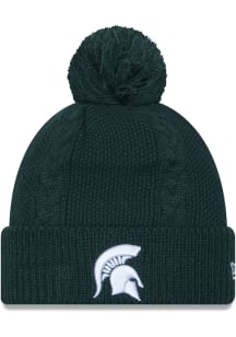 New Era Michigan State Spartans Green Cabled Cuff Pom Womens Knit Hat