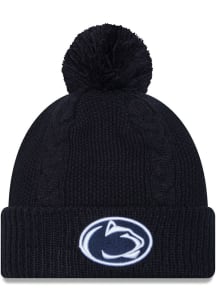 New Era Penn State Nittany Lions Navy Blue Cabled Cuff Pom Womens Knit Hat