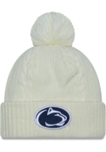 Penn State Nittany Lions New Era Cabled Cuff Pom Womens Knit Hat - White