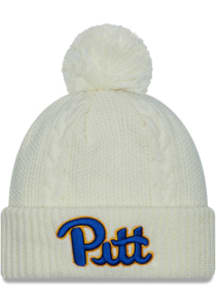 New Era Pitt Panthers White Cabled Cuff Pom Womens Knit Hat