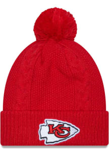 New Era Kansas City Chiefs Red Cabled Cuff Pom Womens Knit Hat