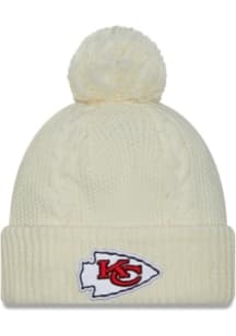 New Era Kansas City Chiefs White Cabled Cuff Pom Womens Knit Hat