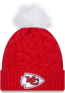 New Era Kansas City Chiefs Red Pom Cuff Design Womens Knit Hat