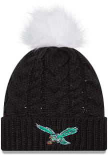 New Era Philadelphia Eagles Black Retro Pom Cuff Womens Knit Hat