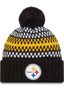 New Era Pittsburgh Steelers Black Cozy Cuff Pom Womens Knit Hat