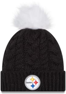 New Era Pittsburgh Steelers Black Pom Cuff Womens Knit Hat